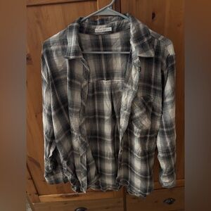 Black and White Plaid Button-Up Shirt